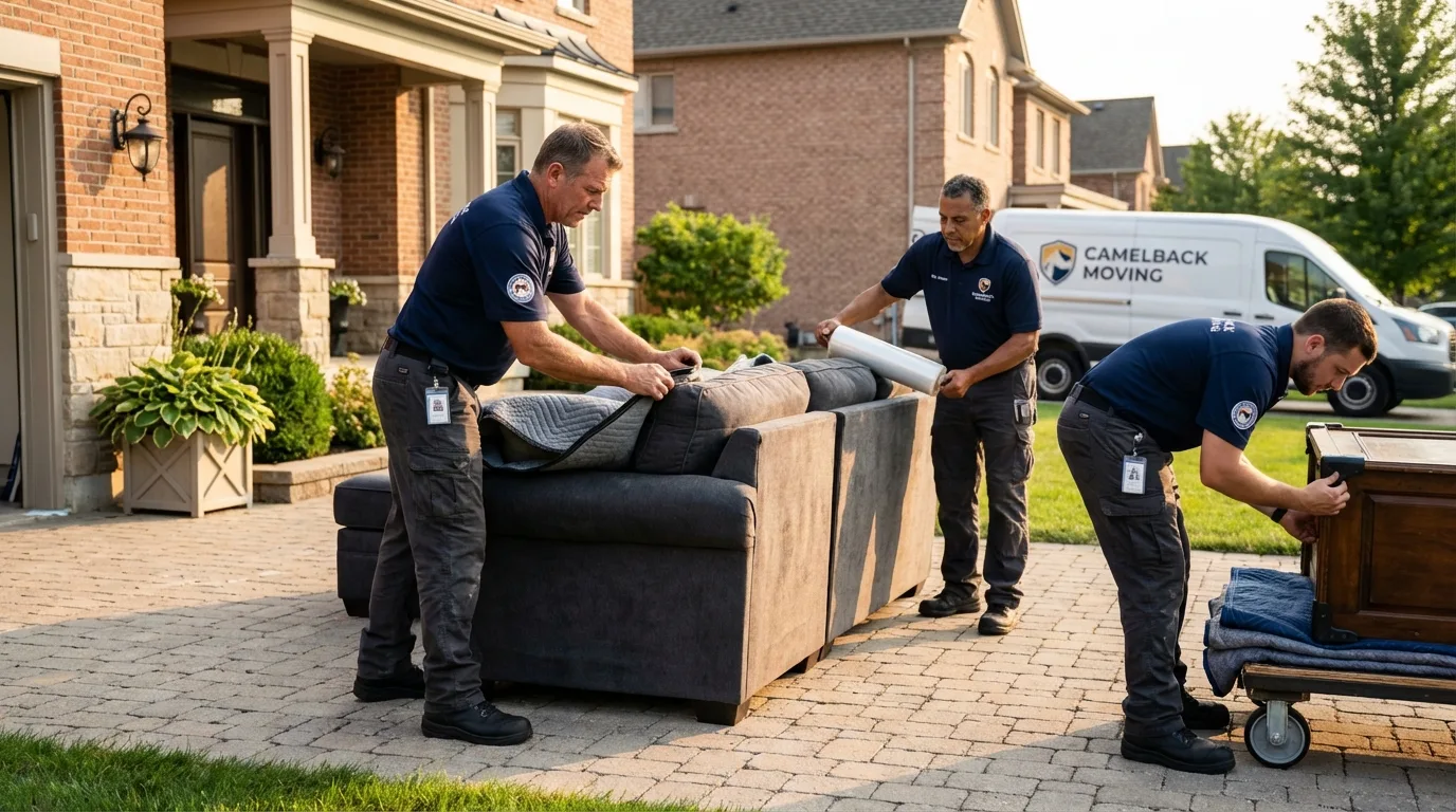 Large estate moving crew wrapping furniture in Vevay, IN
